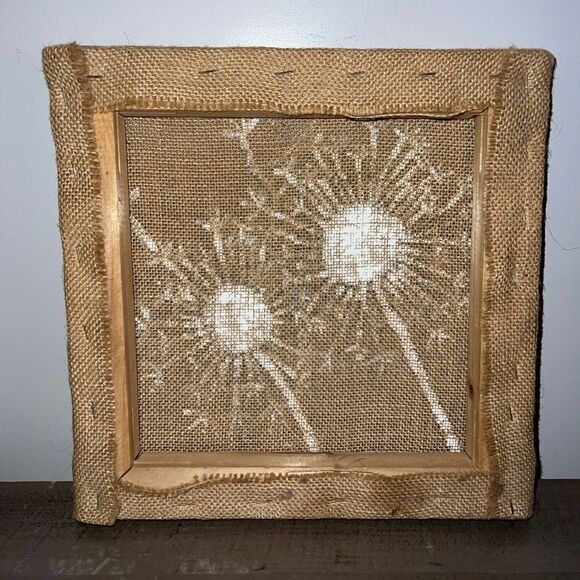 Painted Wrapped Burlap Dandelion Wall Art - Picture 2 of 2